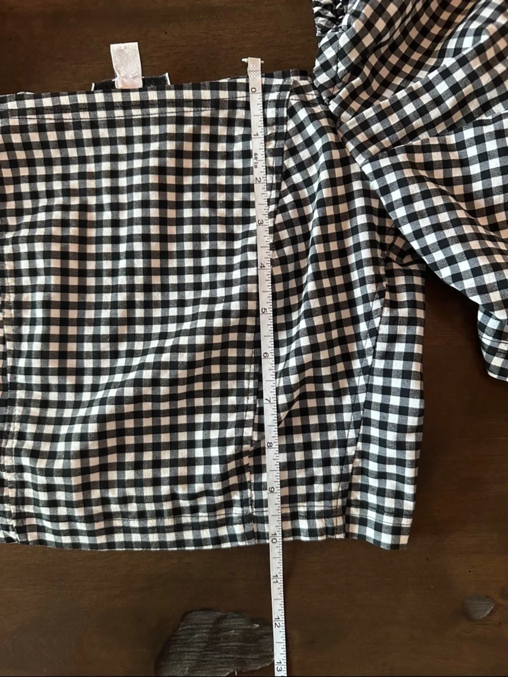 Topshop Black and White Gingham Puff-Sleeve Crop Top US 6